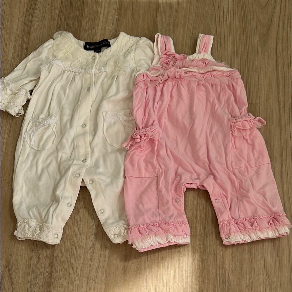 Baby Romper Set in Cream and Pink